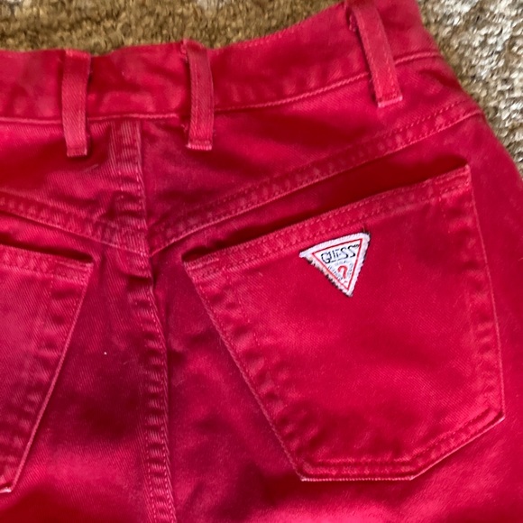 VINTAGE GUESS bright red high waisted jeans - Picture 6 of 9